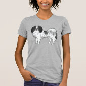 T-shirt Chien Phalène Mignonne Noir Et Blanc Avec Visage S (Devant)