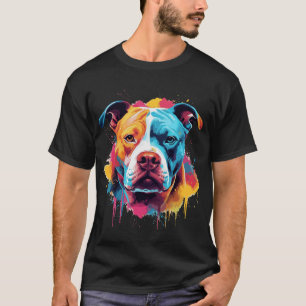 T-shirt Chien Pitbull Aquarelle Chiot Chiens Pit Bull Boul