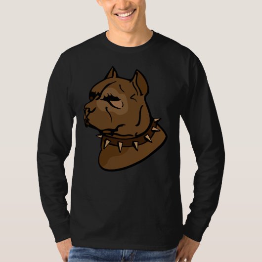 T-shirt Chien Pitbull Brown avec collier (Devant)