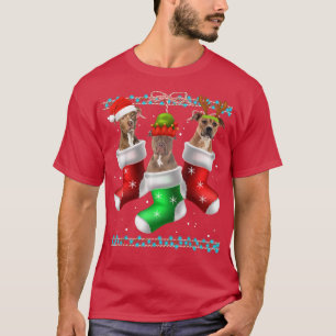 T-shirt Chien Pitbull Chaussettes de Noël Funny Noël Pyjam