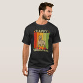T-shirt Chien Pitbull Graphique Rétro de Thanksgiving pour (Devant entier)