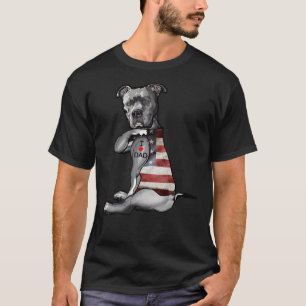 T-shirt Chien Pitbull I Love Maman Tattoo Fête des pères