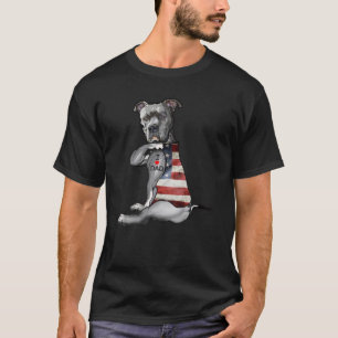 T-shirt Chien Pitbull I Love Papa Tattoo Fête des pères