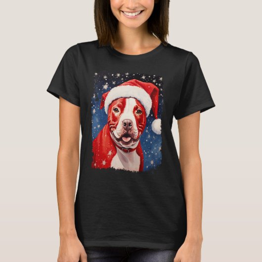T-shirt Chien Pitbull Noël (Devant)