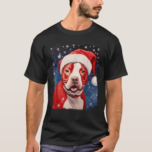 T-shirt Chien Pitbull Noël (Devant)