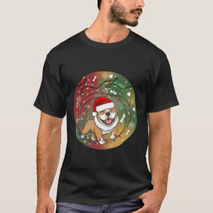 T-shirt Chien Pitbull Noël Mignon avec Chapeau de Père Noë