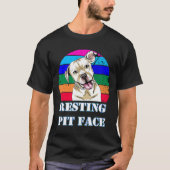 T-shirt Chien Pitbull Repose Pit Face Drôle Visage Chien P (Devant)