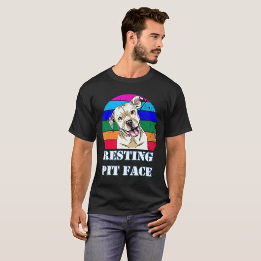 T-shirt Chien Pitbull Repose Pit Face Drôle Visage Chien P (Devant entier)