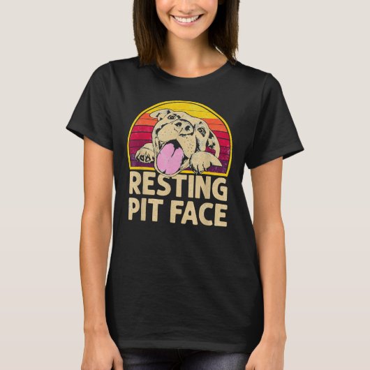 T-shirt Chien Pitbull Repose Pit Face F (Devant)