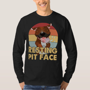 T-shirt Chien Pitbull Vintage Repose Poignée Face