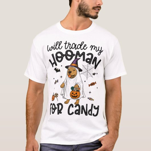 T-shirt Chien Pitpull Halloween Fantôme Épouvantable (Devant)
