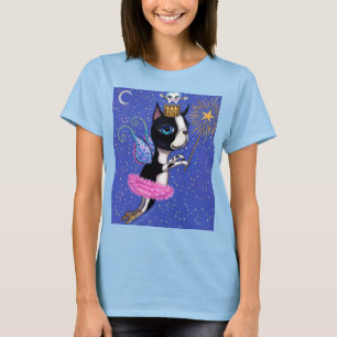 T-shirt Chien poilu de dents Boston Terrier Pink Tutu Crow