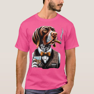 T-shirt Chien Pointer Allemand à Poil Court Cigare Et Whis