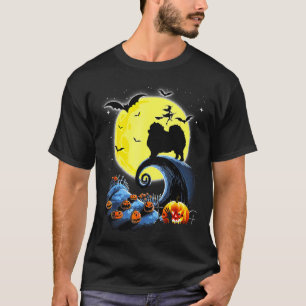 T-shirt Chien Poméranien et Lune Drôle Halloween