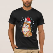 T-shirt Chien Pompe Poméranienne Lumière de Noël (Devant)