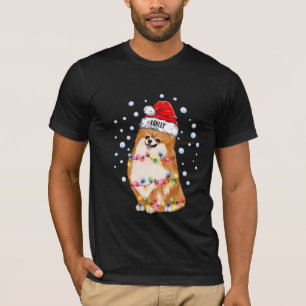 T-shirt Chien Pompe Poméranienne Lumière de Noël