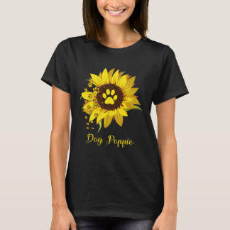 T-shirt Chien Poppie Tournesol Love Chiens et fleurs