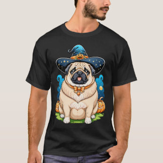 T-shirt "Chien Potelé en Chapeau de Sorcière Série d'Art H