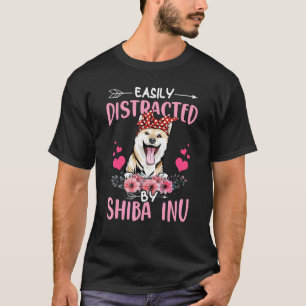 T-shirt Chien Pour Femmes Facilement Distrait Par Shiba In