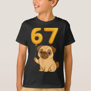 T-shirt Chien Pug 67 Meme Six Sept Ballon Drôle Gen Alpha