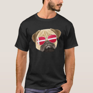 T-shirt Chien Pug Drapeau Danois Danemark Pochette