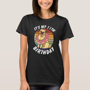 T-shirt Chien Pug drôle et donut rétro vintage 11 ans 11t