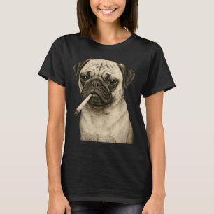 T-shirt Chien Pug Fumant Une Cigarette Mème Génération Z G
