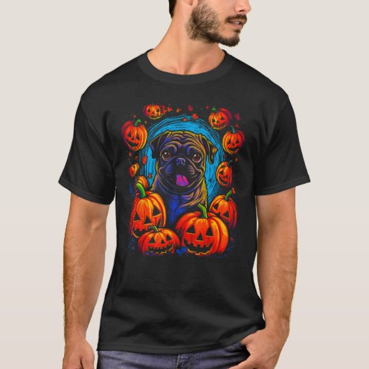 T-shirt Chien Pug Halloween (Devant)