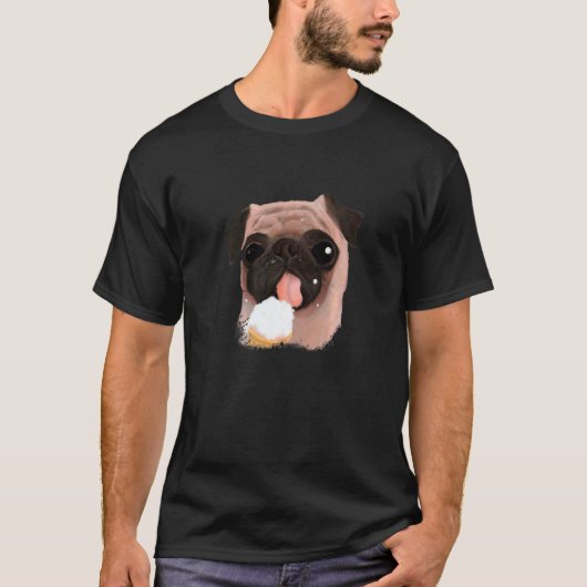 T-shirt Chien Pug Mangeant de la Crème Glacée Mignon (Devant)