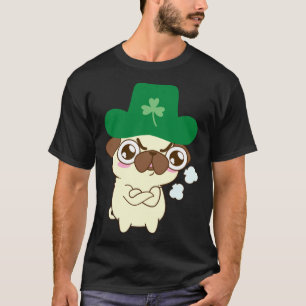 T-shirt Chien Pug Mignon Chapeau St Patrick Jour De La Sai