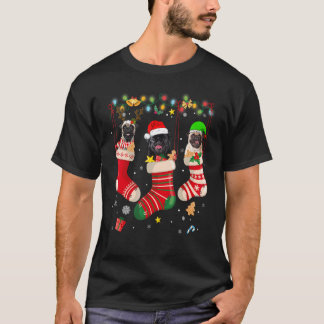 T-shirt Chien Pug Mignon Lumières de Noël Xmas Chien