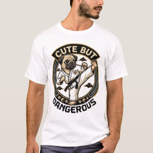 T-shirt Chien Pug Mignon Mais Dangereux Coup De Pied De Ka