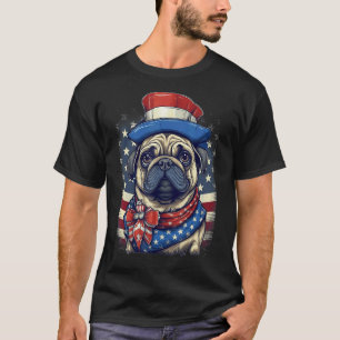 T-shirt Chien Pug Patriotique 14 Juillet