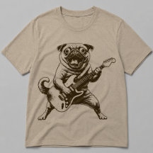Chien Pug Rockstar Fou Déchiquetant Guitare Électr