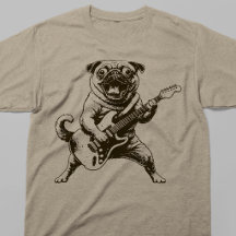 Chien Pug Rockstar Fou Déchiquetant Guitare Électr