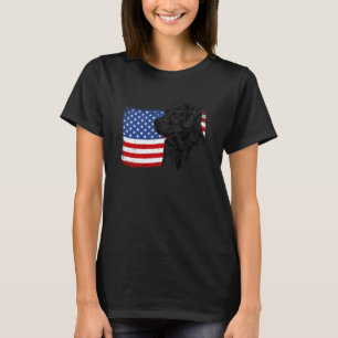 T-shirt Chien Retriever Doré Américain Drôle Fier Drapeau 