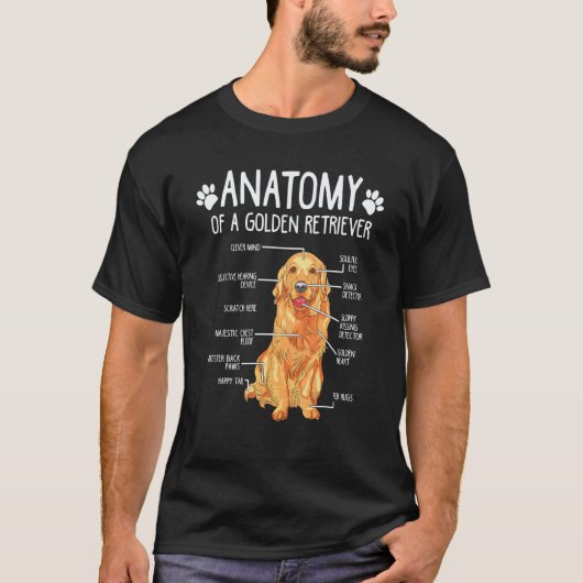 T-shirt Chien Retriever doré Anatomie (Devant)