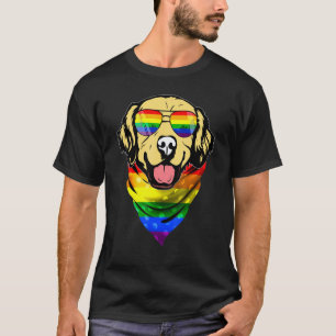 T-shirt Chien Retriever Doré Arc-en-ciel Drôle Fierté LGBT