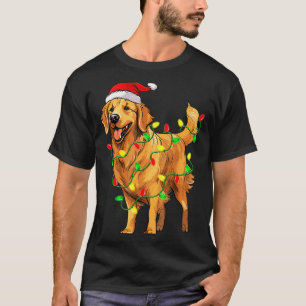 T-shirt Chien Retriever doré Chapeau de Père Noël de Noël