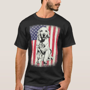 T-shirt Chien Retriever doré Drapeau américain Patriotique