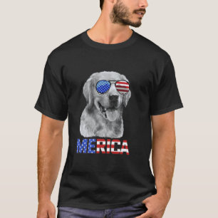 T-shirt Chien Retriever doré Merica 4 juillet Patriotique 