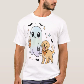 T-shirt Chien Retriever Doré Mignon Pug Café Halloween