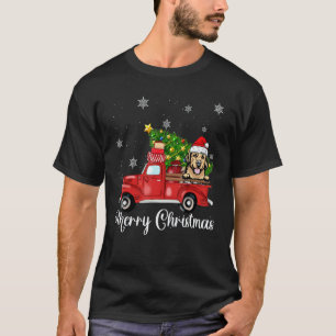 T-shirt Chien Retriever doré montant un camion rouge Noël 