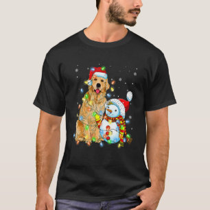 T-shirt Chien Retriever Doré Noël Bonhomme de Neige Lumièr
