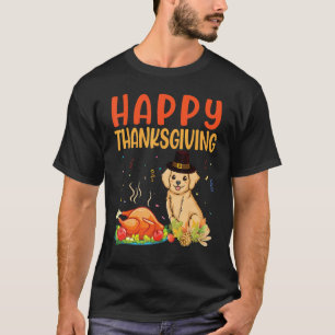 T-shirt Chien Retriever Doré Regarde Viande de Dinde Heure