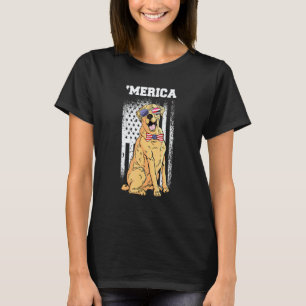 T-shirt Chien Retriever Joyeux 4 Juillet Drapeau Américain