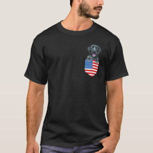 T-shirt Chien Retriever Labrador Noir Drapeau Américain Da