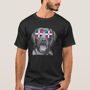 T-shirt Chien Retriever Labrador Noir Drapeau Dominicain L