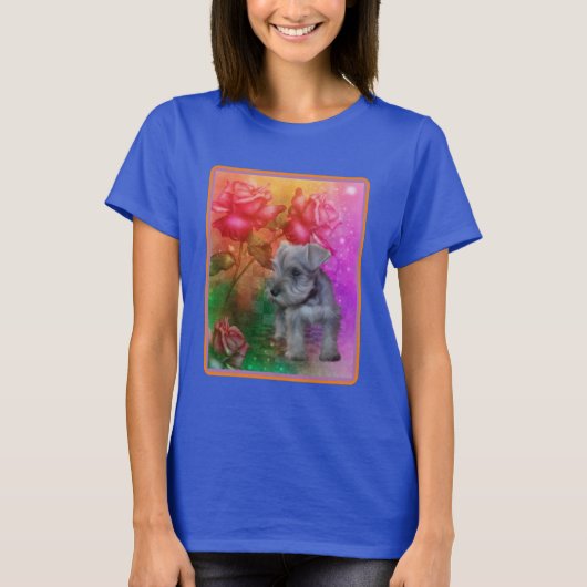 T-shirt Chien Rose Schnauzer Imaginaire chiot (Devant)