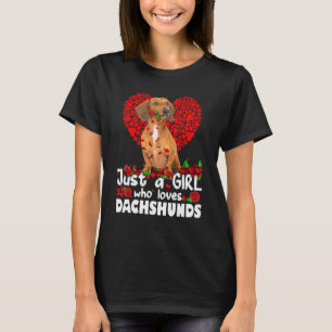 T-shirt Chien Roses Drôle Juste Une Fille Qui Aime Dachshu